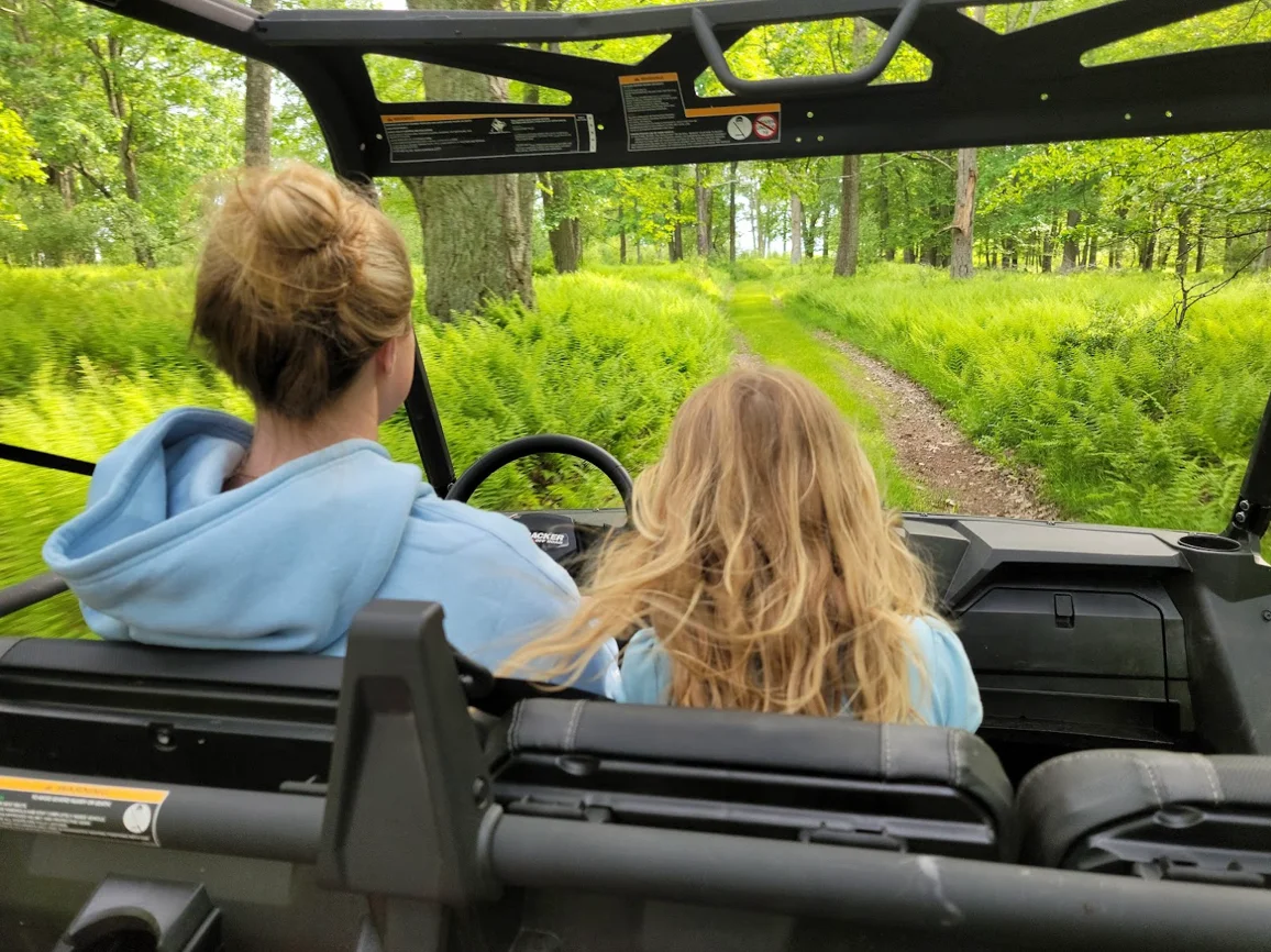 Side-by-side UTV touring the trails at Graystones