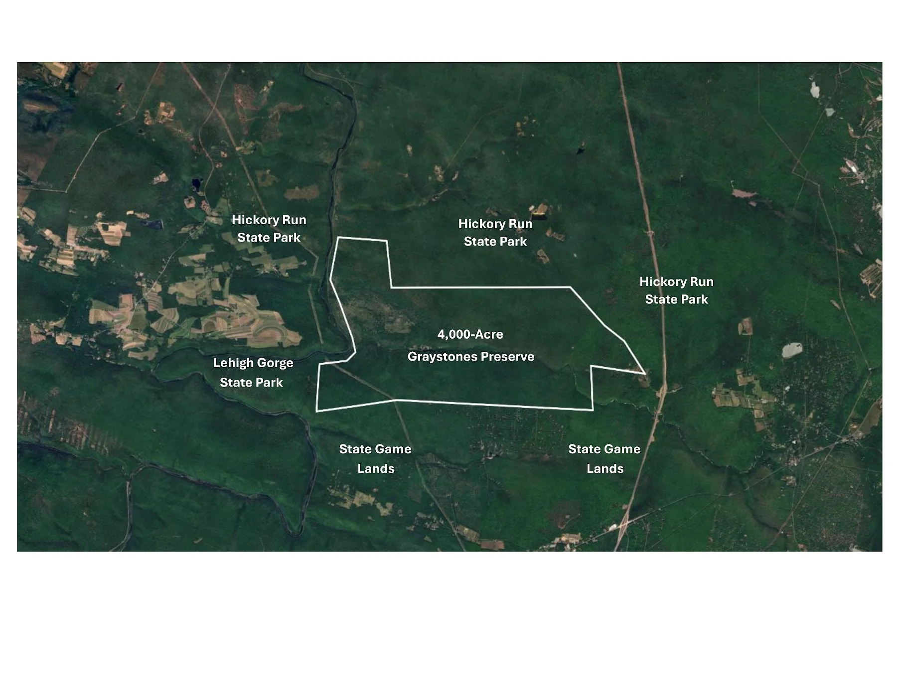 Graystones Preserve surrounded by State Forests