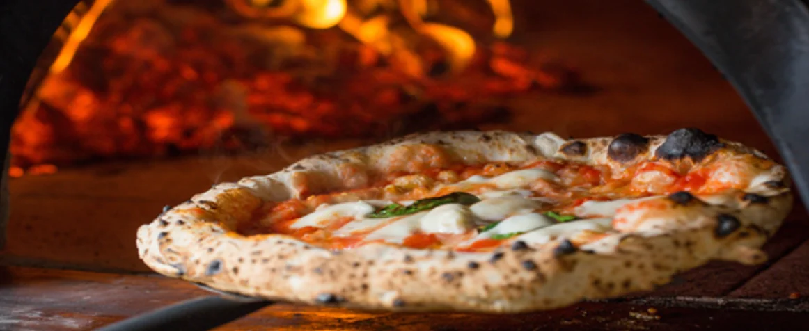 Wood-fired pizza from the commercial pizza oven