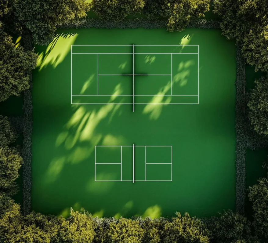 Aerial rendering of the new clay tennis and pickleball courts