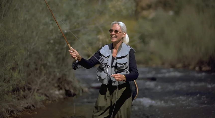 Fly fishing on the pristine trout stream