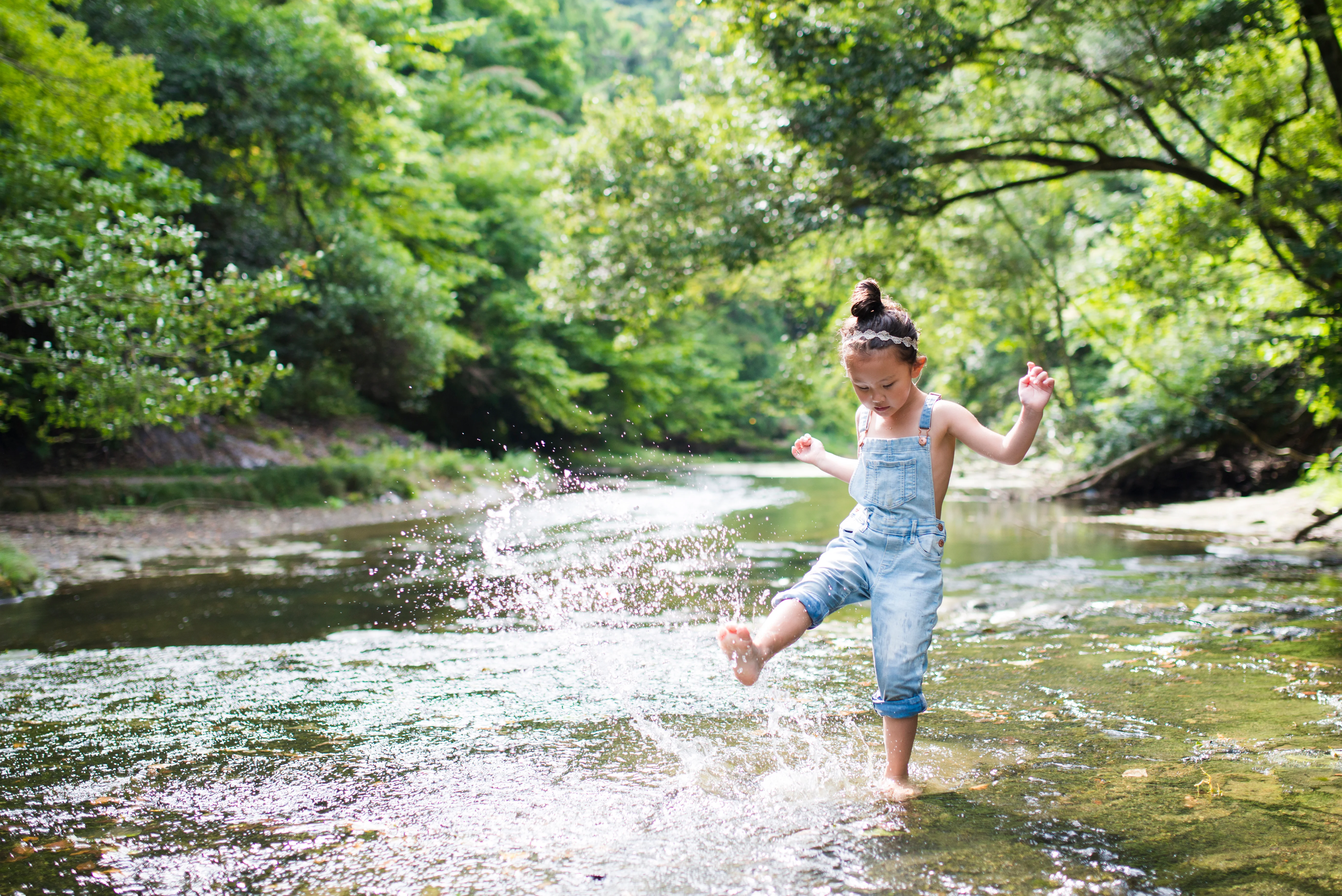 Girl enjoying the river at Graystones
